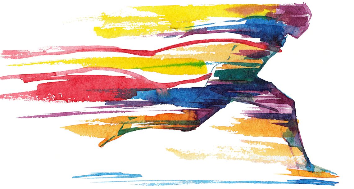 Watercolour illustration of a runner
